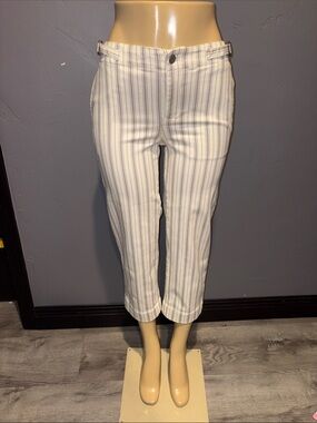 Talbots white and gray pinstripe cropped pants